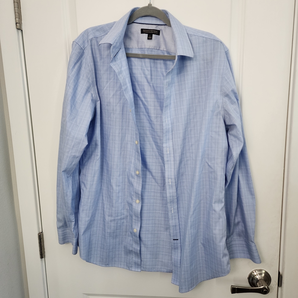 3/$20 Men's Light Blue Checkered Shirt